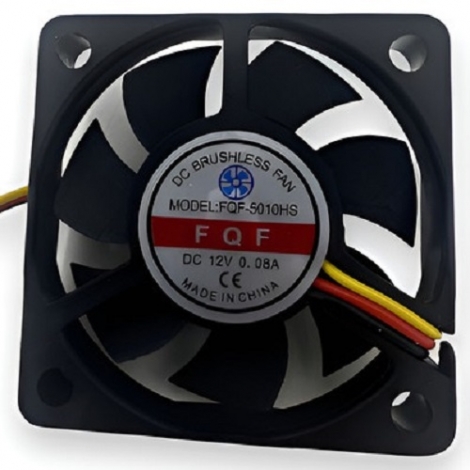 MICRO VENTILADOR cooler 0X50X10MM 12V 0,08A 3 FIOS C/ CONECTOR BUCHA FQF5010HS